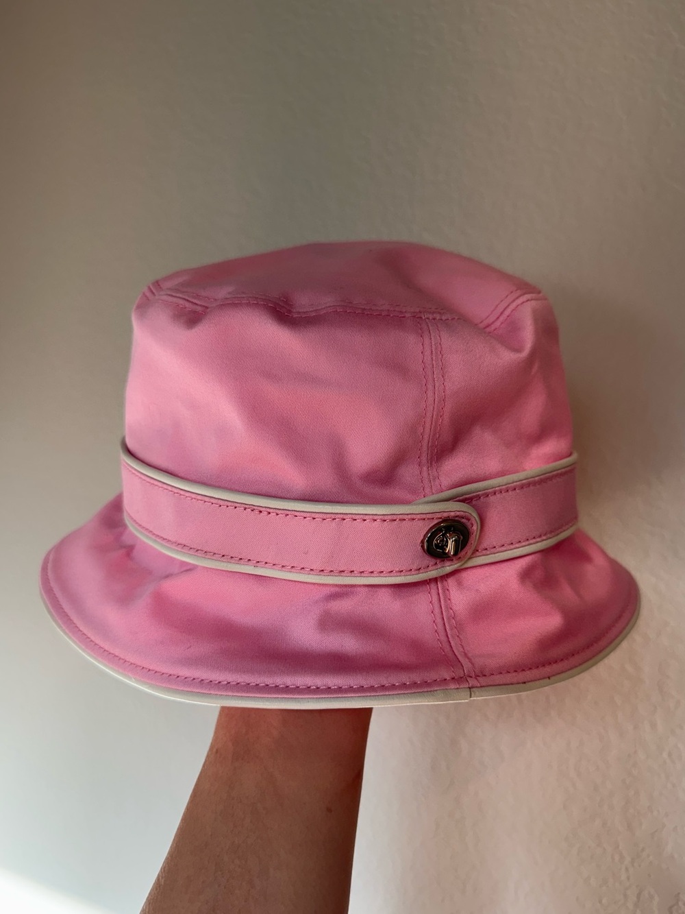 Coach Pink Bucket Hat with White Trim